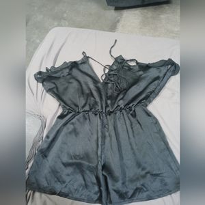 Shein Curve/Black Satin Like Material Romper/Size 3XLg